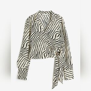 H&M Wrap Blouse Zebra Print S NWOT